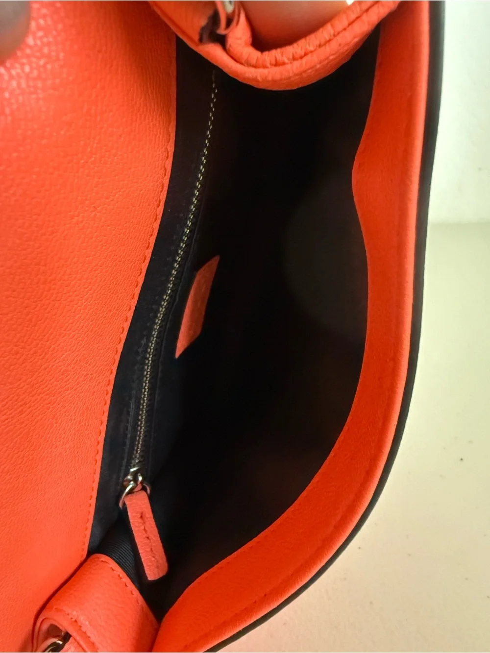 Milly Riley Small Crossbody Bag Clutch in neon coral leather